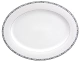 Nikko Perennial Gray Fine China Oval Platter