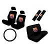 11PC FC Barcelona Low Back Seat Covers Bench Seat Cover Shoulder Pads Steering Wheel Cover Head Rest Covers Combo Kit