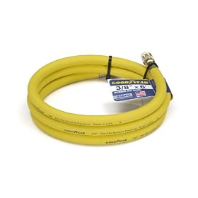 GOODYEAR 46511 3/8-Inch by 6-Feet 250 PSI Lead-In Rubber Air Hose With 1/4-Inch MNPT Ends