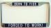 Gift for Fisherman...License Plate Frame...Born To Fish...Forced To Work! navy blue