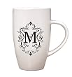 Monogram Elegant Initial 10oz. Ceramic Tapered Coffee Mug - M Monogram Elegant Initial 10oz. Ceramic Tapered Coffee Mug - M
