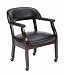 Boss Captain's Guest Arm Chair With Casters, Black Vinyl