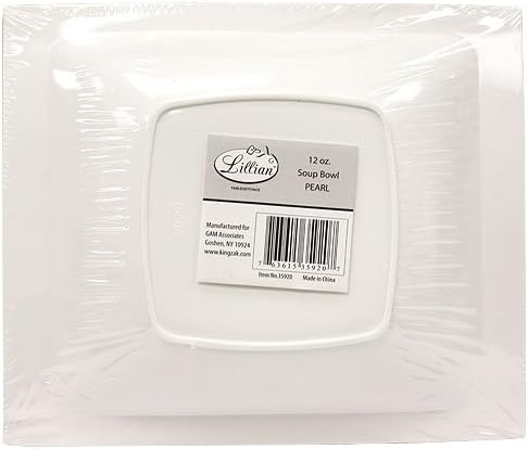 Lillian 12-Ounce Rectangular Plastic Bowls, 10 Count, Pearl