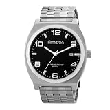 Armitron Men's 204719BKSV Expansion Bracelet Silver-Tone Stainless Steel Black Dial Expansion Band Watch