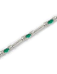 10kt Yellow Gold Oval Emerald and Diamond Bracelet
