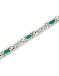 14kt Yellow Gold Oval Emerald and Diamond Bracelet