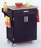 Black Kitchen Cart with Granite Top