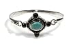 STERLING SILVER BANGLE BRACELET with Turquoise/Black Onyx
