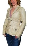 Polo Ralph Lauren Womens Western Vintage Leather Jacket Beige Cream