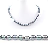 Single Strand 18 Inch 6-7mm Black Oval Shape Freshwater Cultured Pearl Necklace