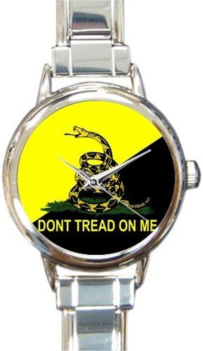Personalized Watch Gadsden Flag Don't Tread On Me Round Italian Charm stainless steel Watch