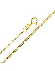 14K Yellow Gold 0.9mm Pendant Curb Chain Necklace