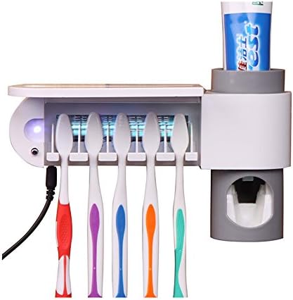 JoyiQi UV Ultraviolet Family Toothbrush Sanitizer Sterilizer Cleaner with US Standard Adapter and Toothpaste Squeezing Device