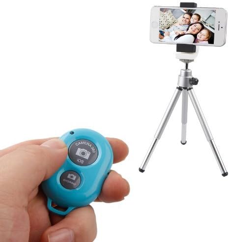Julytec Bluetooth Phone Shutter With Holder Kit Bluetooth Wireless Remote Control Camera Shutter Release Self Timer With Holder for IOS Android Smartphone Tablet Iphone 5 5s 5c 4s 4, Ipad 5 4 3 Ipad Air Mini, Sony Xperia, HTC New One and X, Samsung Galaxy S3 S4 S5 Note 1 2 3 Galaxay Tab 2 Note8 10.1, Google Nexus 4 5 7(Blue)