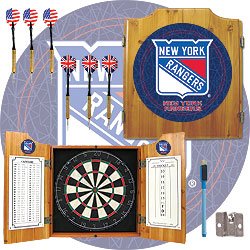 NHL New York Rangers Dart Cabinet includes Darts and Board