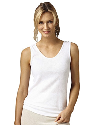 Indera 100% Cotton Rib Knit Camisole, White, Medium, 3-pk