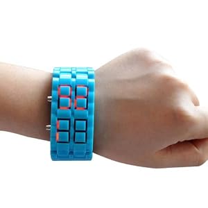 Neewer 3x Blue Red LED Men/Women Digital Lava Fashion Strap Band Wrist Watch