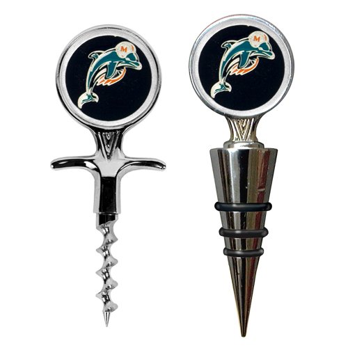 Miami Dolphins Cork Screw and Wine Bottle Topper Set