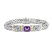 925 Silver, Amethyst & Blue Topaz Bracelet with 18k Gold Accents- 7.5 IN