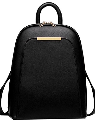 Coofit Backpacks for Girls PU Leather Backpack Purse Bookbag School Bag Daypack Black