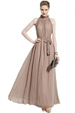 Superbaby Women Summer Chiffon Ruffle Neck Sleeveless Evening Ball Gown Long Maxi Dress
