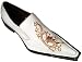 FIESSO COPPER EMBROIDERED FIRE-BREATHING DRAGON PATENT LEATHER POINTED TOE ITALIAN SHOES WITH SILVER METAL TIP