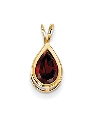 14k Yellow Gold 9x6mm Pear Garnet Bezel Pendant