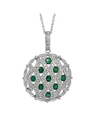 1.32ct tw Circle Emerald and Diamond Pendant set in 14k Gold