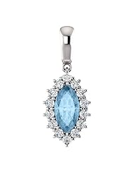 Platinum 10.00x5.00mm Marquise Cut Sky Blue Topaz and Diamond Pendant -- LIFETIME WARRANTY