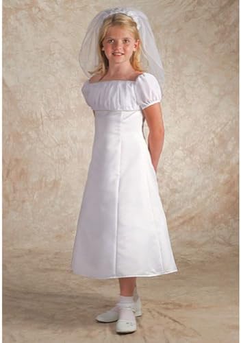 Corrine Company Girls Size 7 White Empire Communion Dress