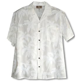 Palm Trees Men's Hawaiian Aloha Shirt in Wedding White
