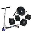 Razor Carver Kick Scooter With Trucks Silver Plus Razor Child Helmet and Pad Set (Recommended for Ages 5-8)