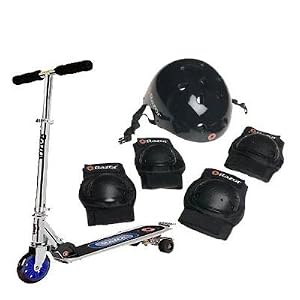 Razor Carver Kick Scooter With Trucks Silver Plus Razor Child Helmet and Pad Set... by 