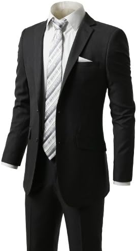 IDARBI Mens Slim-Fit Pin-Striped Two-Piece Side-Vent Suit
