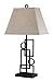Lite Source LS-21207 Plato Wrought Iron Table Lamp, Dark Bronze Body with White Fabric Shade