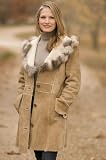 Women's Gwyneth Shearling Sheepskin Coat with Fox Fur Trim