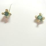 14K Green and White Diamond Earrings