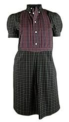 Cotton Short Sleeves Cocktail Above the Knee Plaid Print  Shirt Mini Dress 