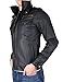 Senfloco Men's Stand Collar Multi Pocket PU Leather Motorcycle Jacket