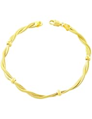 14 Karat Gold Bead On Twister Double Serpentine Bracelet 7.5 inch