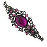 Amethyst Color Hematite Tone Cabochon Barrette