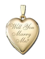 Solid 14K Yellow Gold " Will You Marry Me " Sweetheart Locket 3/4 inch x 3/4 inch in Solid 14K Yellow Gold