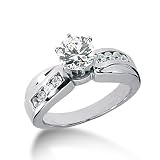 0.75 Ct Diamond Engagement Ring Round Channel Accent 14k White Gold