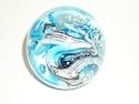 Turquoise blue black & white knotted glass paperweight