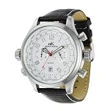 Adee Kaye Stainless Steel Mens GMT World Timer Watch / White Dial