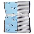 Carter's Stripe & Puppy 2 Receiving Baby Swaddle Blankets Set Blue Puppy/Stripe 100% Cotton