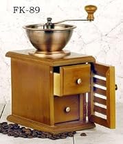 Hand Cranked Coffee Grinder, Brown Wood with Double Drawer