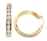 14k Yellow Gold Large Classic Hoop Huggie Earrings 1.25