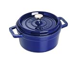 Staub 1103091 Cocotte, rund, 30 cm, Br&auml;ter aus Gusseisen, dunkelblau