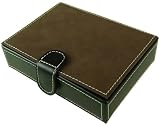 Baekgaard Playing Card Case For Travel Tobacco Brown Leather & Plaid:2 decks, pen, pad